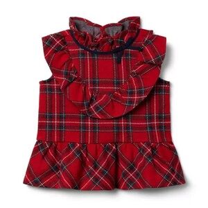 Janie and Jack Tartan Ruffle Peplum Top